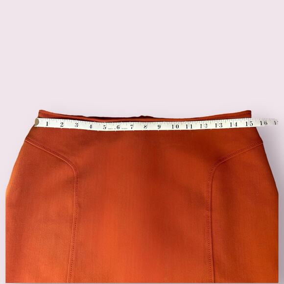 Piazza Sempione IT 48 US 8/10 Wool Fall Terracotta Orange Stretch Pencil Skirt - Picture 12 of 15